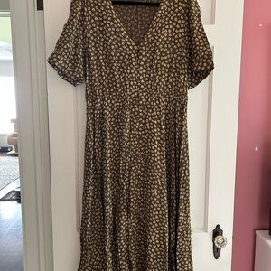 Madewell Olive Floral Midi Dress